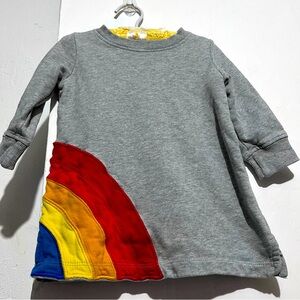 Hanna Andersson GRAY RAINBOW APPLIQUE FRENCH TERRY  DRESS 75CM  12-18M : Box 008